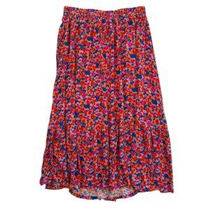 NWT Skies Are Blue Pink Armie Midi Floral Stretchy Waist Skirt - Large